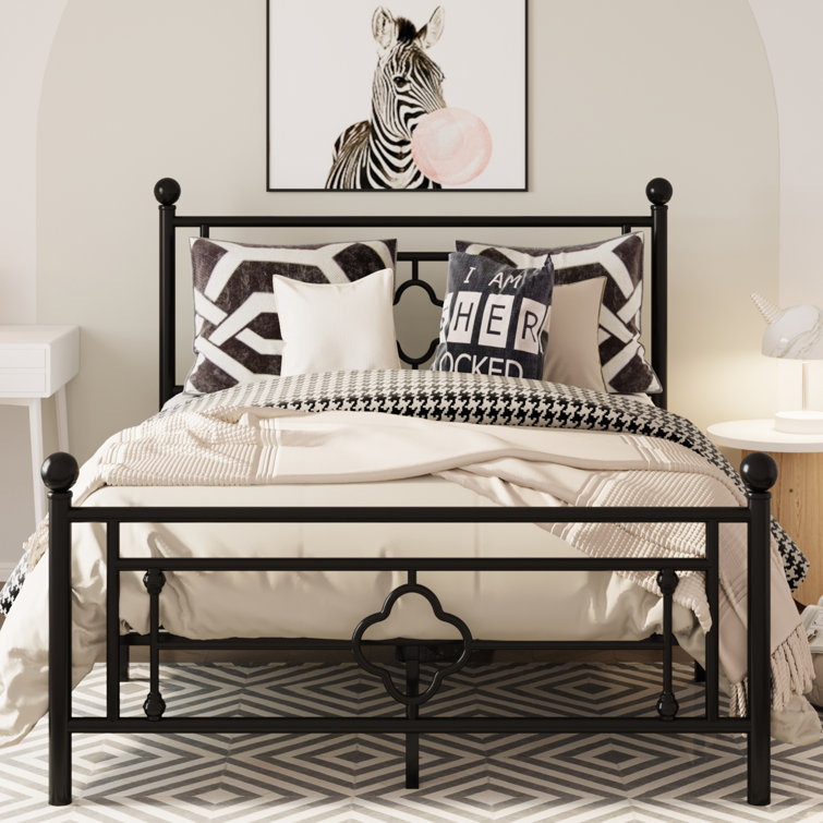 Lark Manor Ajayceon Metal Platform Bed Frame With Vintage Headboard And